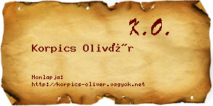 Korpics Olivér névjegykártya